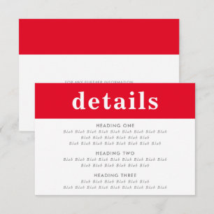 Invitation INFORMATIONS DÉTAILS moderne bold garçon rouge