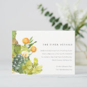 INVITATION INFORMATIONS FLEURALES AQUARELLES CACTUS SUCCULENT (Debout devant)
