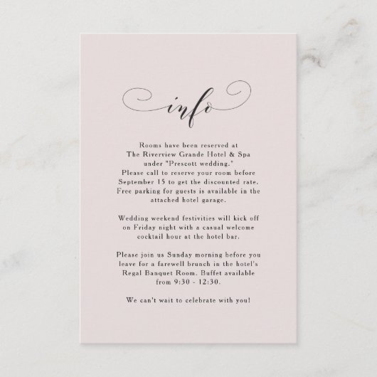 Invitation Informations mariage élégantes et simples (Devant)