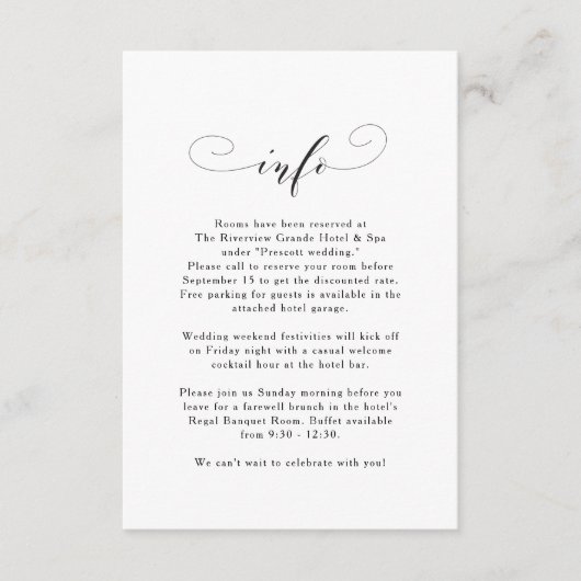 Invitation Informations mariage simples et simples (Devant)