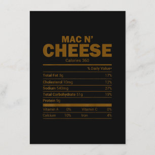 Invitation Informations nutritionnelles Mac N Cheese pour tou