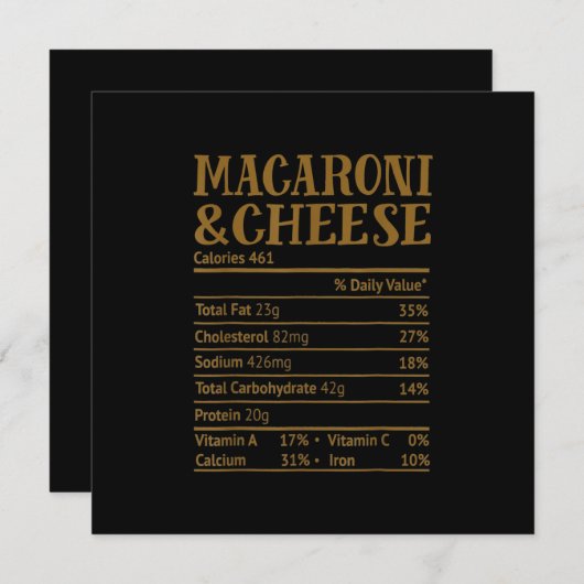 Invitation Informations nutritionnelles sur le Mac and Cheese (Devant / Derrière)