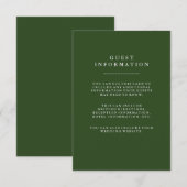 Invitation Informations pour les invités de mariage vert Deep (Devant / Derrière)