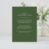 Invitation Informations pour les invités de mariage vert prof (Debout devant)