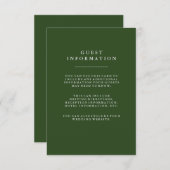 Invitation Informations pour les invités de mariage vert prof (Devant / Derrière)