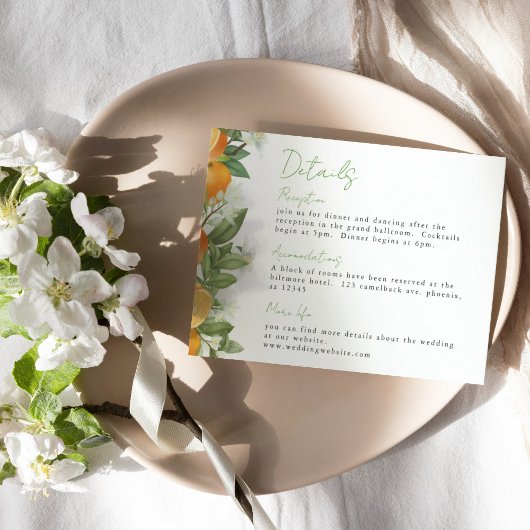 Invitation Informations sur le Mariage d'aquarelle mandarin o