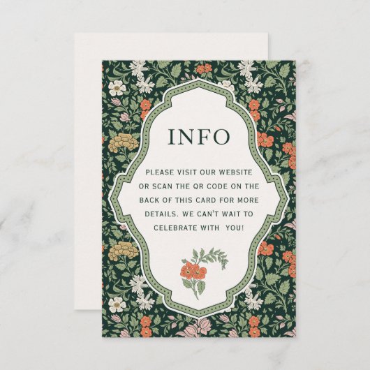 Invitation Informations sur le mariage du jardin floral Code  (Devant / Derrière)