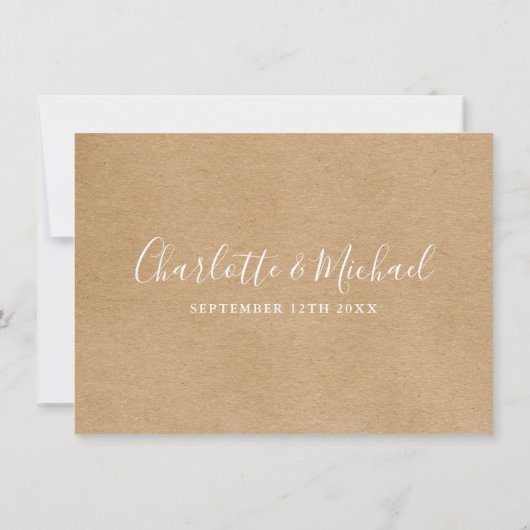 Invitation Informations sur le Mariage Rustic Kraft (Dos)