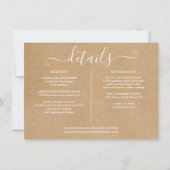 Invitation Informations sur le Mariage Rustic Kraft (Devant)
