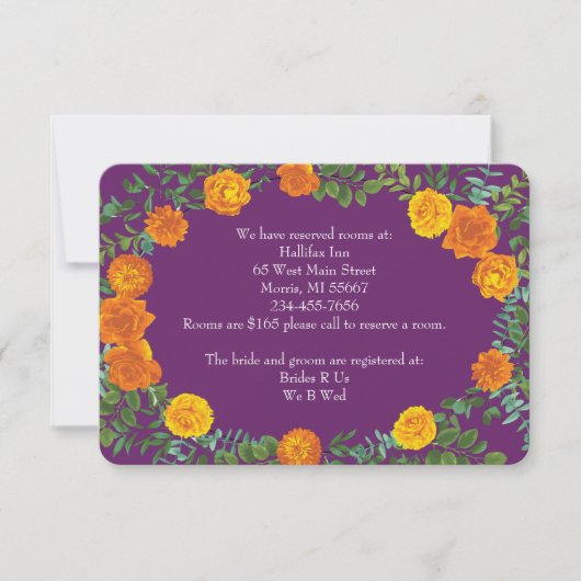 Invitation Informations sur le Rose de pivoine de prune orang (Devant)