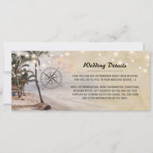Invitation Informations sur les détails de mariage de plage v