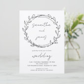 Invitation Informel Laurel Leaf Line Art QR Code Mariage (Debout devant)