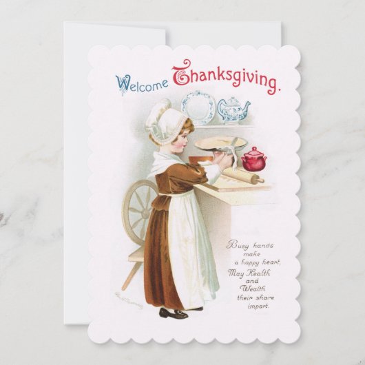 Invitation informelle de Thanksgiving antique (Devant)