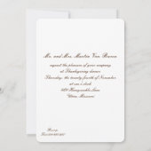 Invitation informelle de Thanksgiving vintage (Dos)