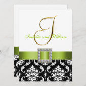 Invitation initiale au mariage blanc noir vert (Devant / Derrière)