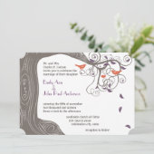 Invitation Initiales Arbre Tangerine Oiseau Mariage Invitatio (Debout devant)