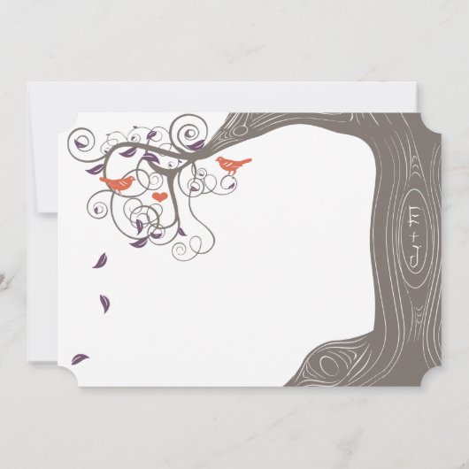 Invitation Initiales Arbre Tangerine Oiseau Mariage Invitatio (Dos)