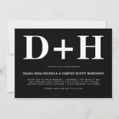 Invitation Initiales blanches typographie en gras mariage noi (Devant)