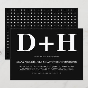 Invitation Initiales blanches typographie en gras mariage noi
