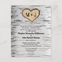 Initiales de Birch Tree Coeur Mariage campagnard r