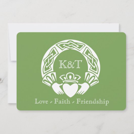 Invitation Initiales de claddagh - couleur de Arrière - plan  (Dos)