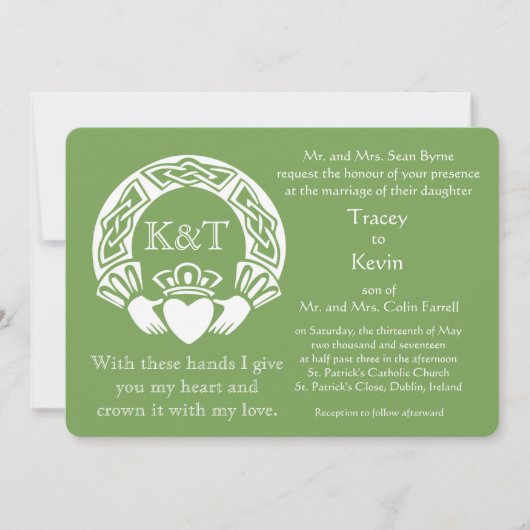 Invitation Initiales de claddagh - couleur de Arrière - plan  (Devant)