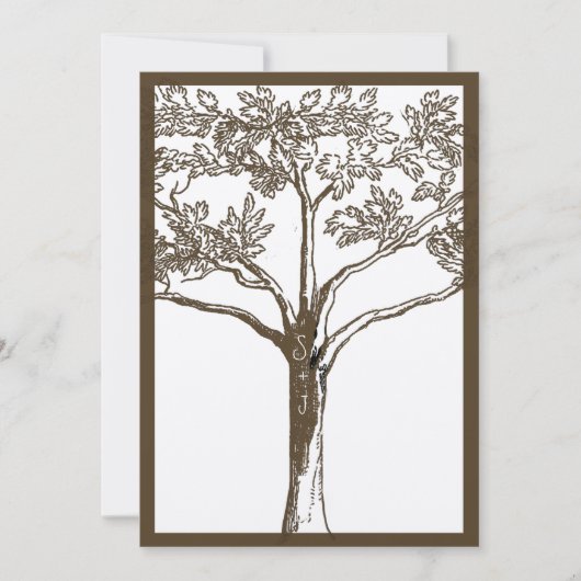 Invitation Initiales de l'arbre d'amour romantique dans le Ma (Devant)