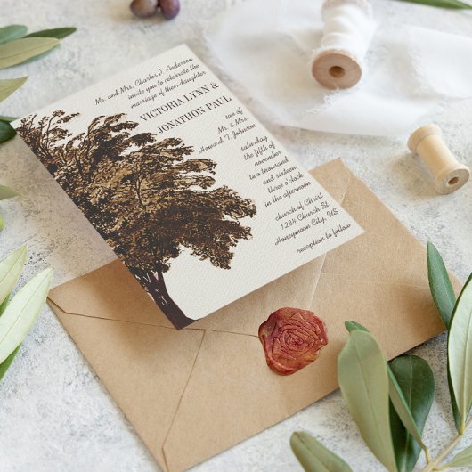 Invitation Initiales de l'arbre d'amour romantique dans le Ma