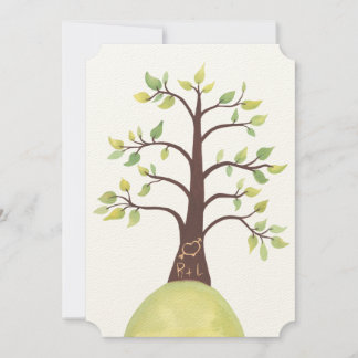 Invitation Initiales de l'arbre d'aquarelle mariage découpées