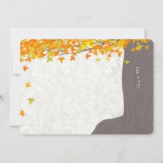 Invitation Initiales De L'Arbre D'Automne Dans Le Tronc Feuil (Dos)