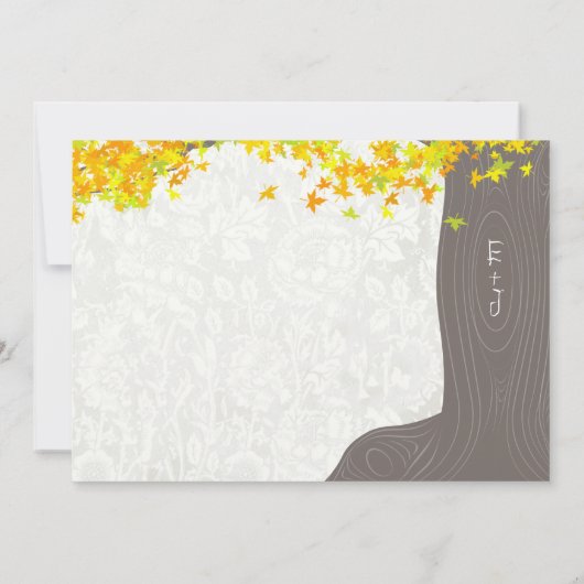 Invitation Initiales De L'Arbre D'Automne Dans Le Tronc Feuil (Dos)