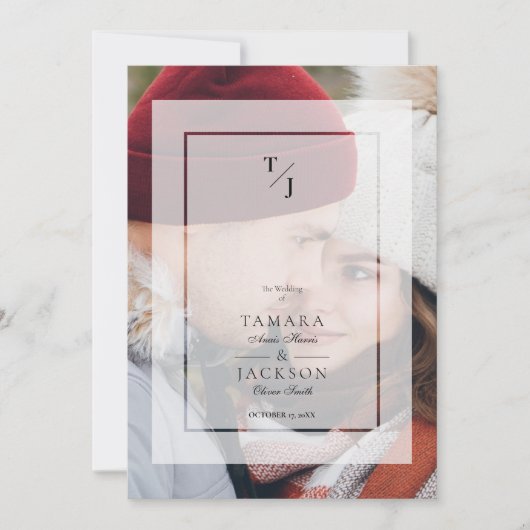 Invitation Initiales de l'effet de transparence Vellum Mariag (Devant)