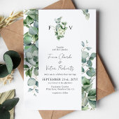 Invitation Initiales de mariage élégantes au eucalyptus verdo