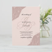 Invitation Initiales de monogramme rose géométrique mariage f (Debout devant)