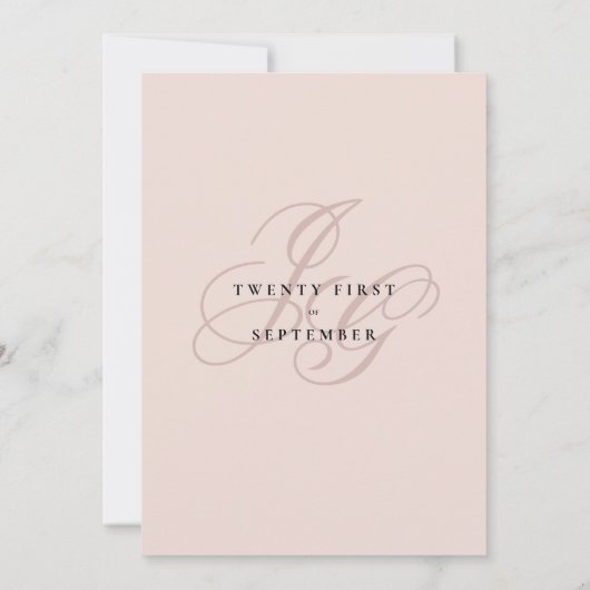 Invitation Initiales de monogramme rose géométrique mariage f (Dos)