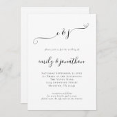 Invitation Initiales de script élégant Mariage de code QR (Devant / Derrière)