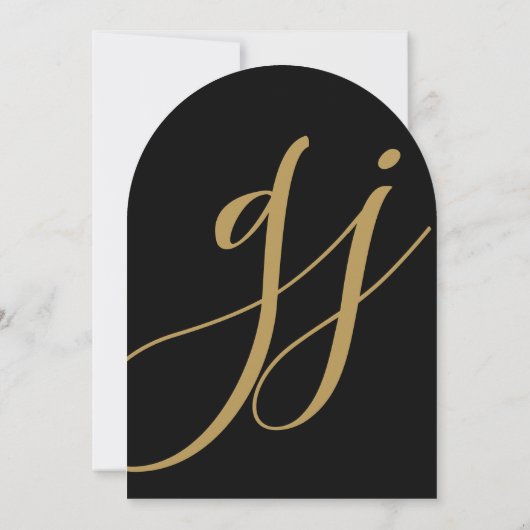 Invitation Initiales de script or moderne Monogramme Mariage  (Dos)