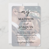 Invitation Initiales de script simple et élégant 2 Photo de m (Devant)