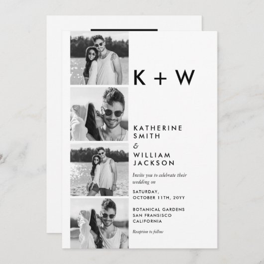 Invitation Initiales décontracté 4 Booth Photo Tout en un Mar (Devant / Derrière)