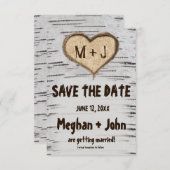 Invitation Initiales du coeur de l'arbre à bouleau rustique e (Devant / Derrière)