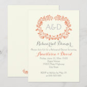 Invitation Initiales du feuillage corallien Dîner de répétiti (Devant / Derrière)
