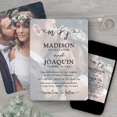 Invitation Initiales Elegant Script 2 Photo Mariage Simple