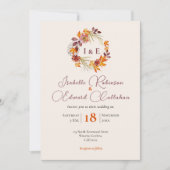 Invitation Initiales élégantes Rustique Brown Automne Mariage (Devant)