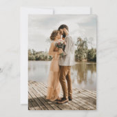 Invitation Initiales en bois rustique script 5 photos mariage (Dos)