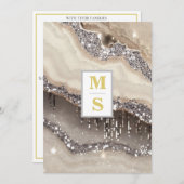 Invitation *~ Initiales en IVORY ARGENT RSVP Mariage AR66 QR (Devant / Derrière)