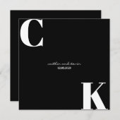 Invitation Initiales en noir et blanc Enregistrer la date (Devant / Derrière)