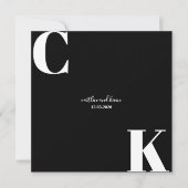 Invitation Initiales en noir et blanc Enregistrer la date Inv (Devant)