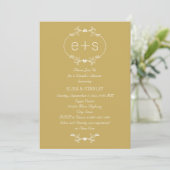 Invitation Initiales et cadre mariage or douche couple (Debout devant)