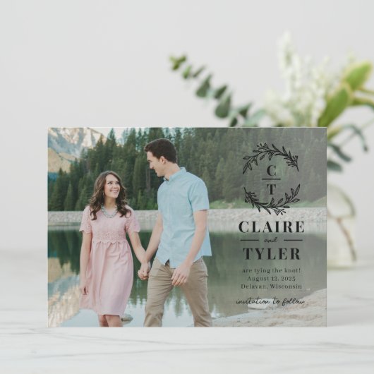 Invitation Initiales fantaisie Couleur modifiable Enregistrer (Debout devant)