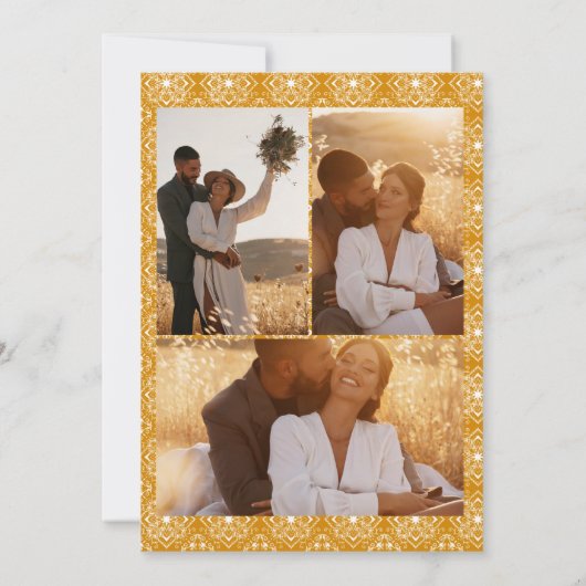 Invitation Initiales florales Gold marocain 3 mariage photo (Dos)